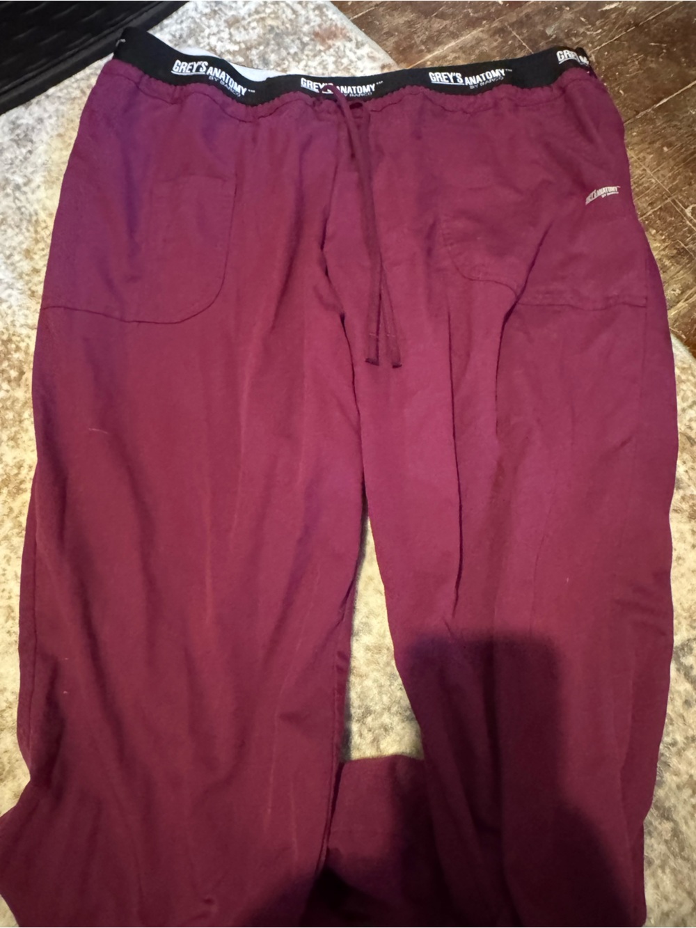 Grey's Anatomy Maroon Drawstring wide leg scrub Pants